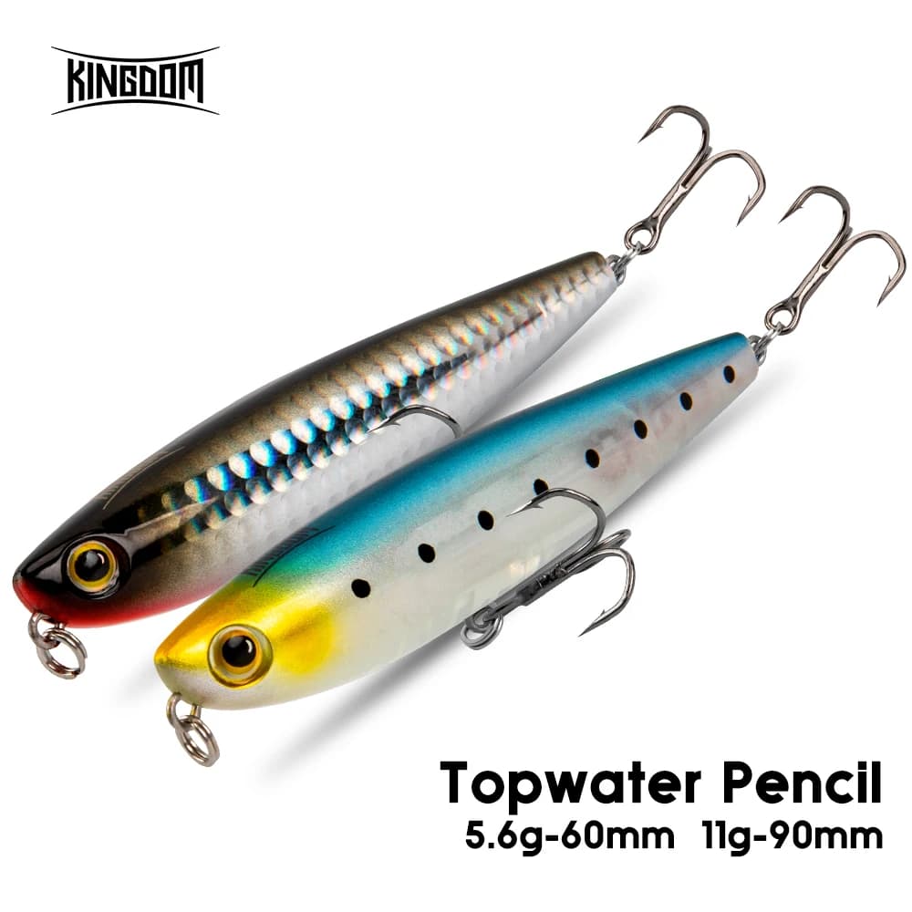 Kingdom Topwater Fishing Lure Pencil Wobblers Hard Bait 60mm 5.6g/90mm 11g esca artificiale Walking Dog Action For Pike Bass
