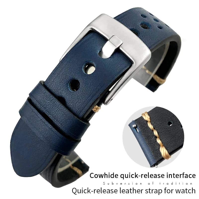 Cinturino per orologio traspirante in pelle bovina fatto a mano a sgancio rapido 19mm 20mm 21mm 22mm cinturino in vera pelle da uomo donna per Samsung Seiko Oris
