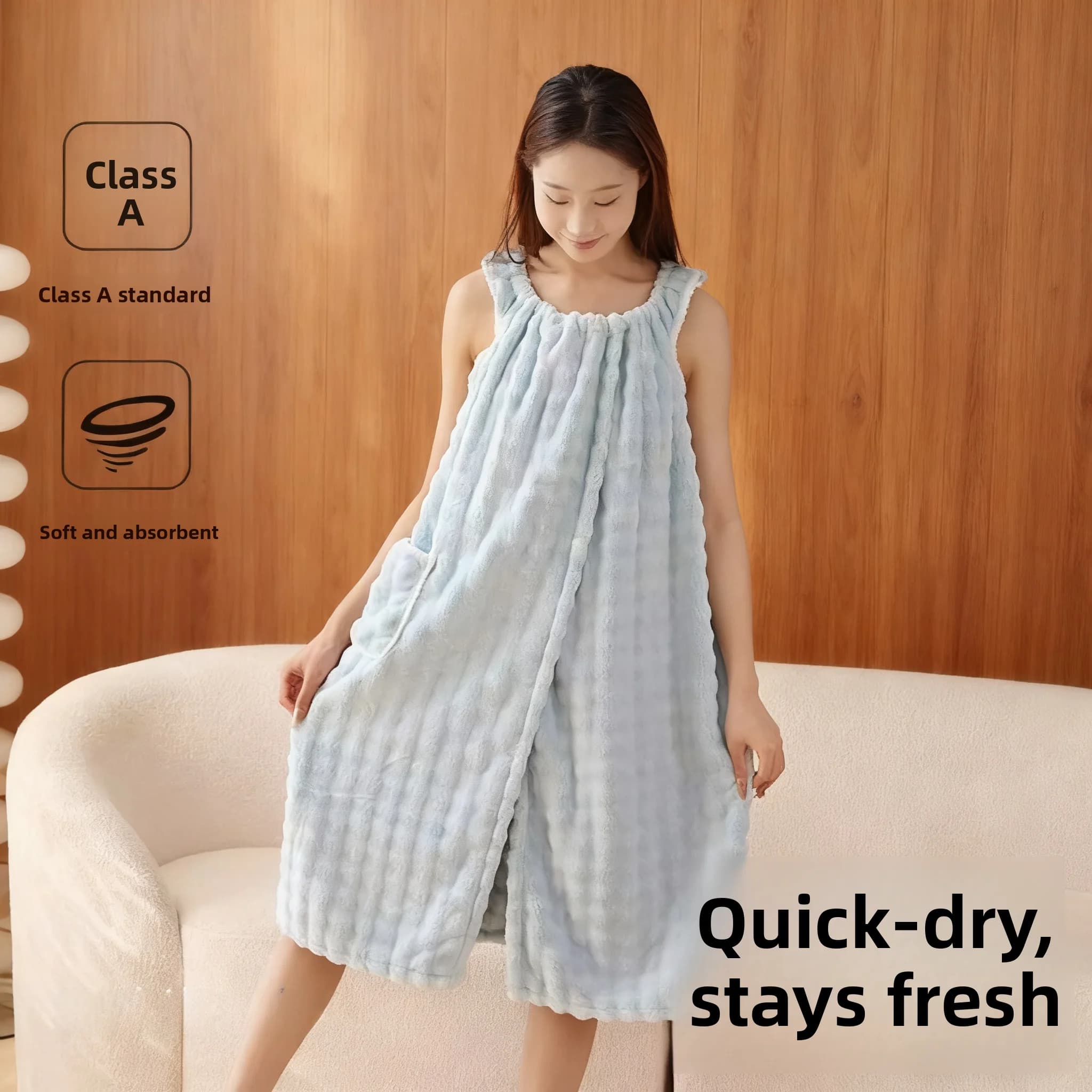 Coral velvet bath towel, new, for domestic use, wearable, absorbent, bath skirt, anti-shelf bathrobe, for adults, in thick fabric for home