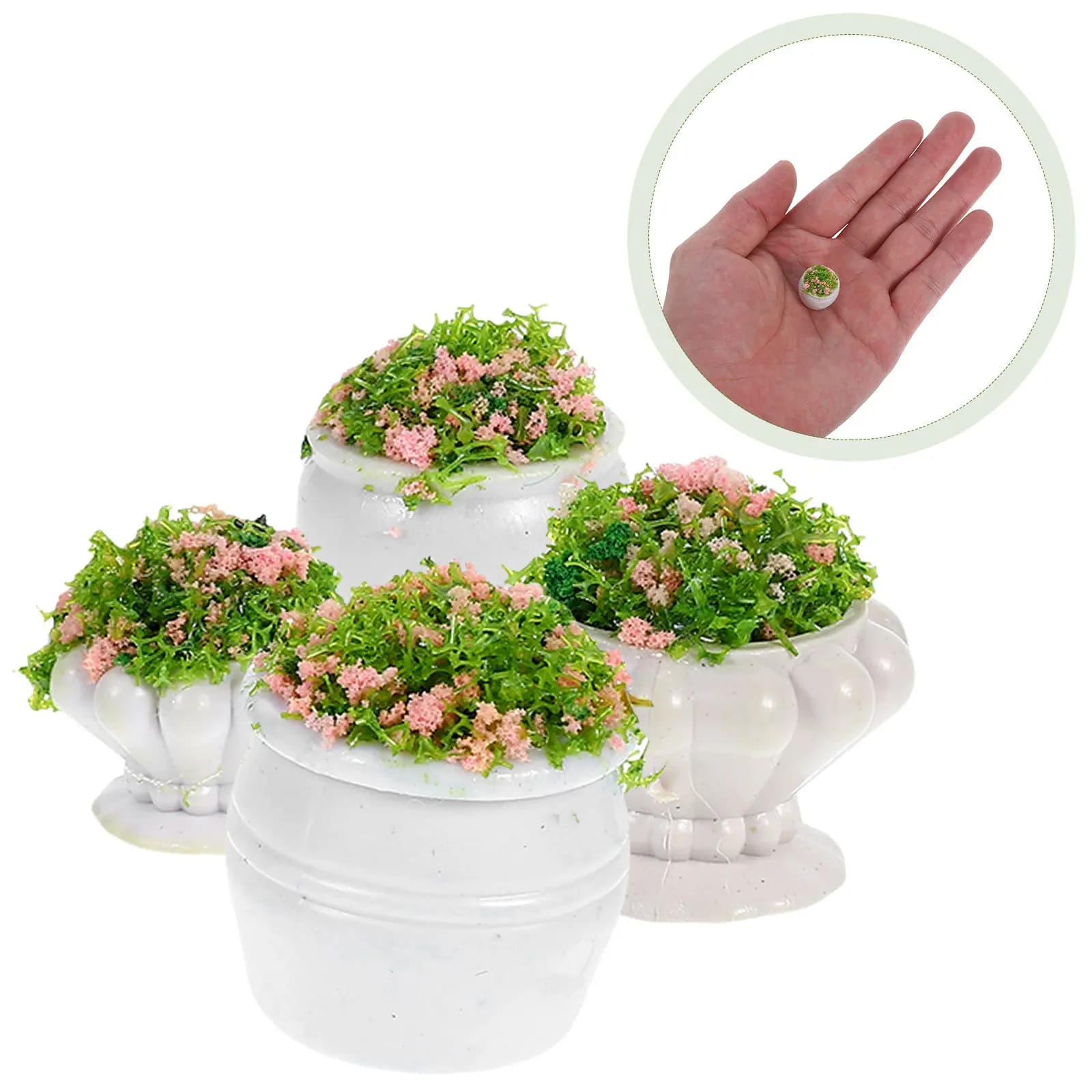 Set of 4 Artificial Flowers in Miniature for Simulated Landscapes, Light Plants for Micro Scenes, Fai-da- Table Decoration ♪
