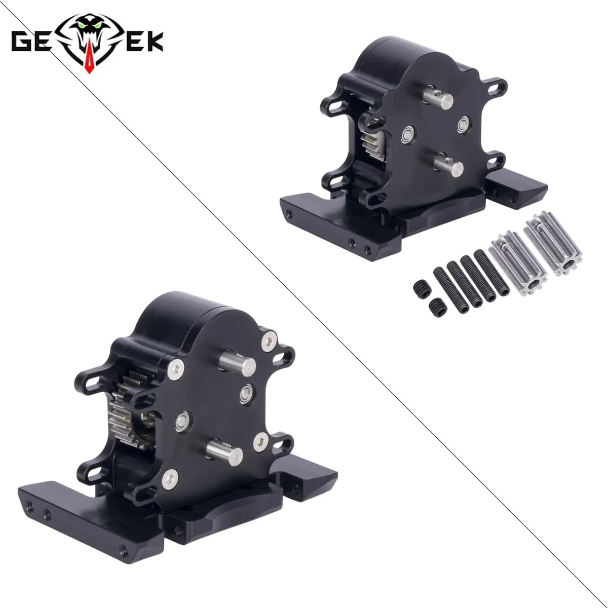 Cambio overdrive a doppia trasmissione in alluminio CNC installabile 2 motori per parti 1/10 RC Crawler LCG Cheater Rigs SCX10 PRO Capra