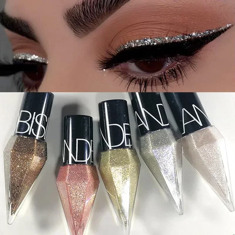 Fard per occhi con diamanti lucidi Fodere per occhi Glitter impermeabili Paillettes Eyeliner Ombretto Trucco Cosmetici di bellezza Colore argento rosa oro