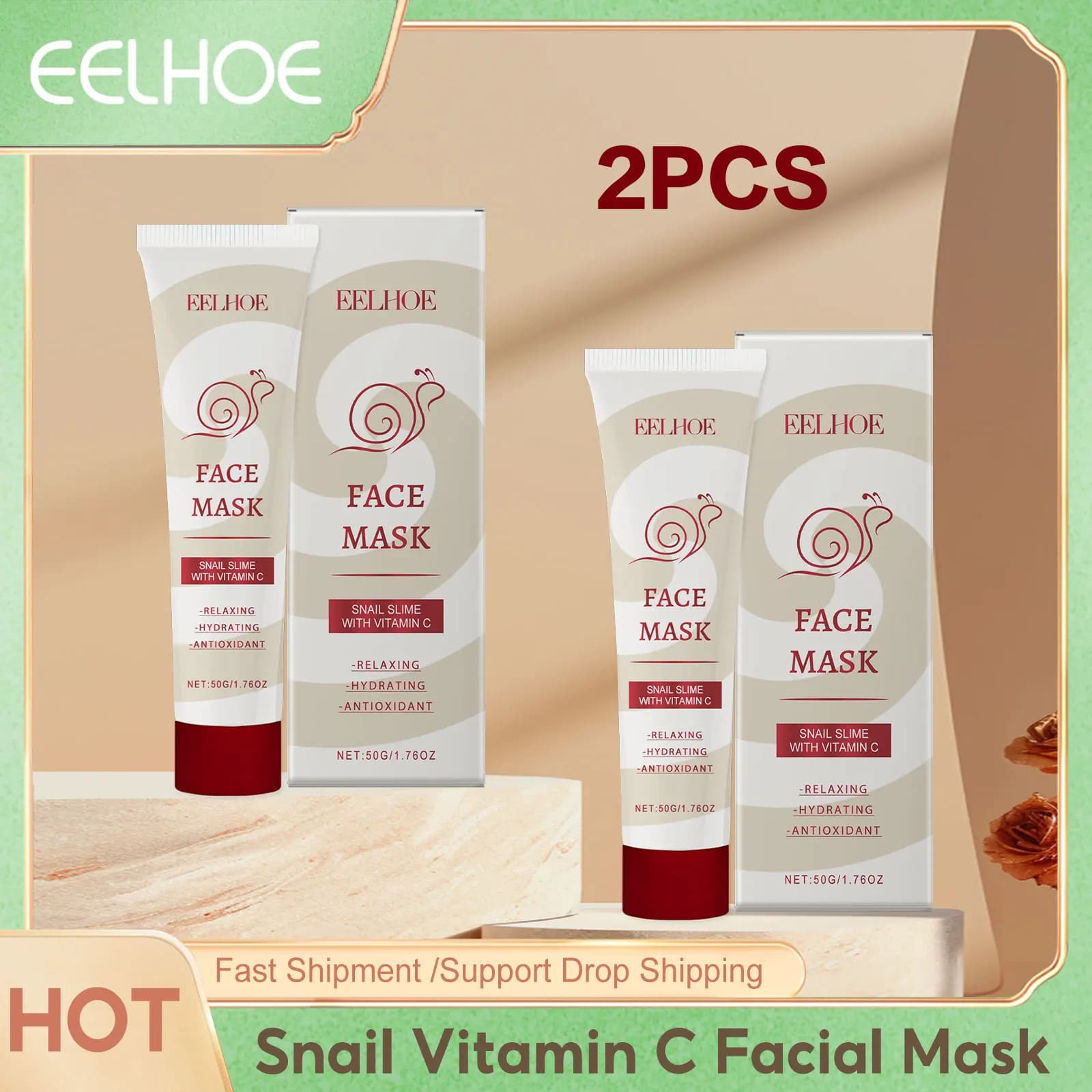 Eelhoe Lumaca Face mask for vitamin C Oil control Deep hydration Maintain string Reparation Enlighten night face shaving masks