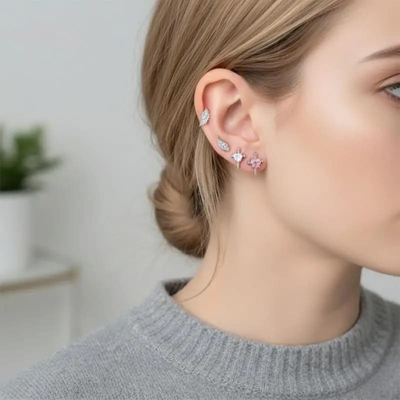 Orecchini a Forma di Ali d'Angelo, Croce e Cuore, Gioielli Unici per Donne, Accessori e Regali