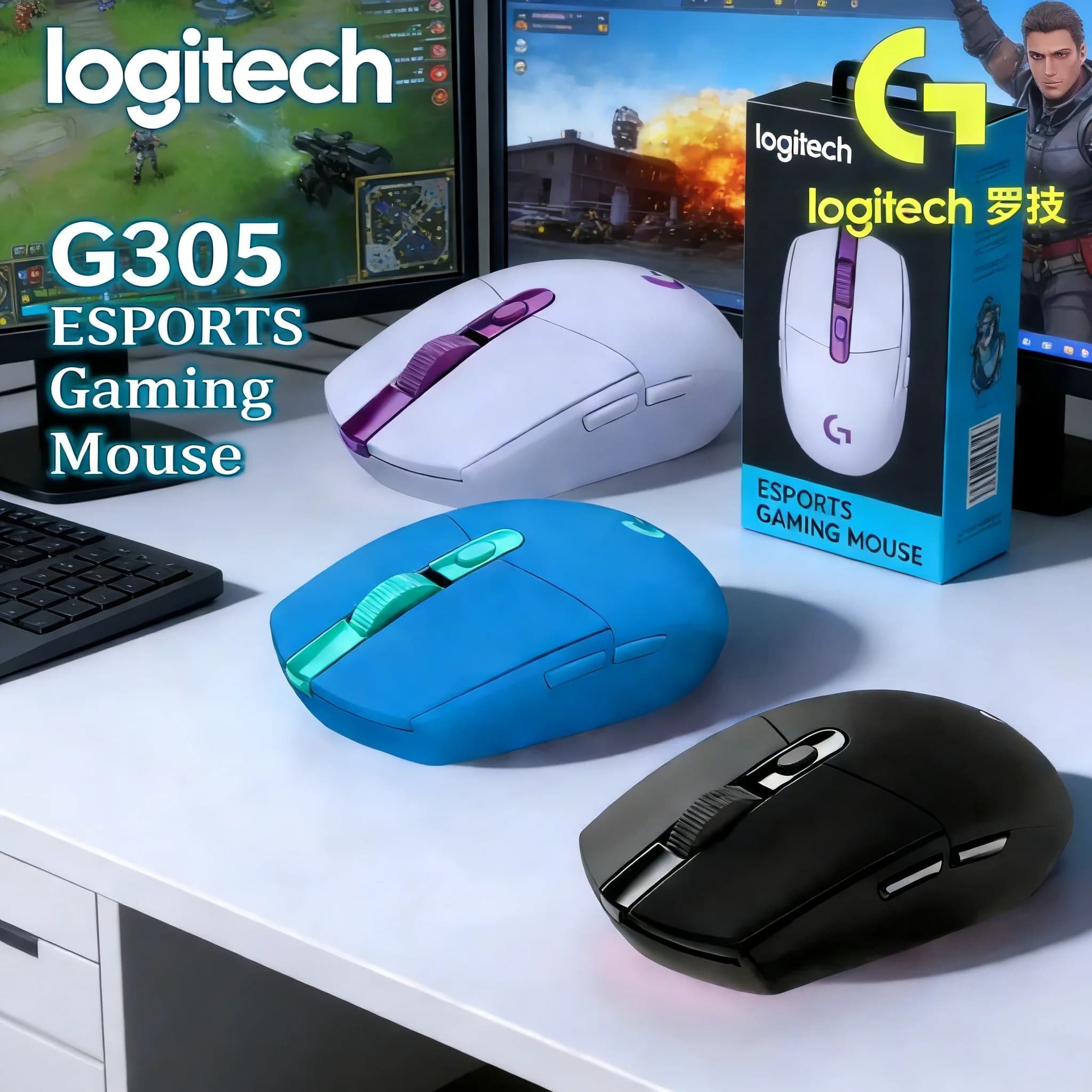 Logitech G305 LIGHTSPEED Wireless Gaming Mouse 12000 DPI HERO Sensor 6 Programmable Buttons 250h Battery Life for PC Mac