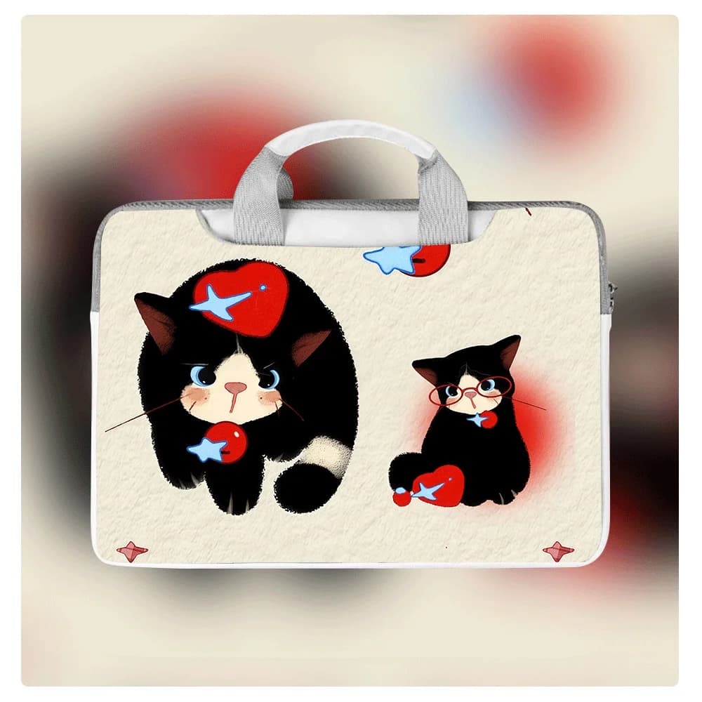 Nuova Borsa per Laptop con Stampa Gatto Cartone Animato, Custodia per Laptop, Borsa Protettiva per MacBook 12 13 14 15.6 16 Pollici, MacBook Air, ASUS - Regalo di Natale