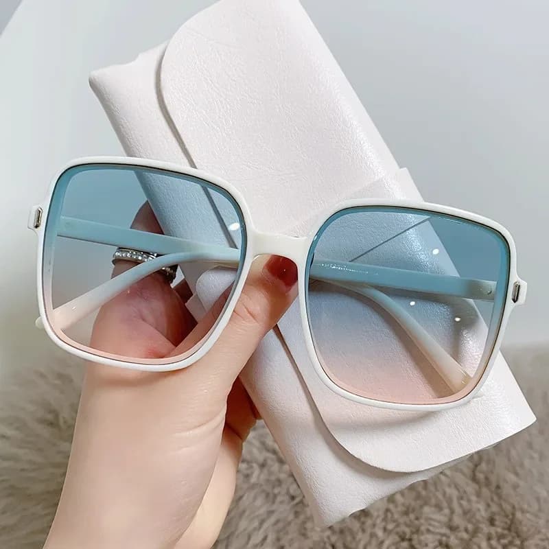 1PC-rice nail occhiali da sole quadrati, occhiali da sole anti-ultravioletti da donna con tendenza a cambiamento graduale PPP
