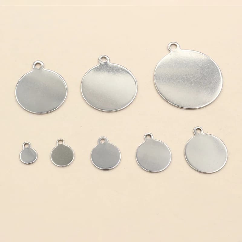 20-200 pz 6-25mm in acciaio inox rotondo moneta Charms ciondolo gioielli fai da te che fanno accessori finings per collana braccialetto
