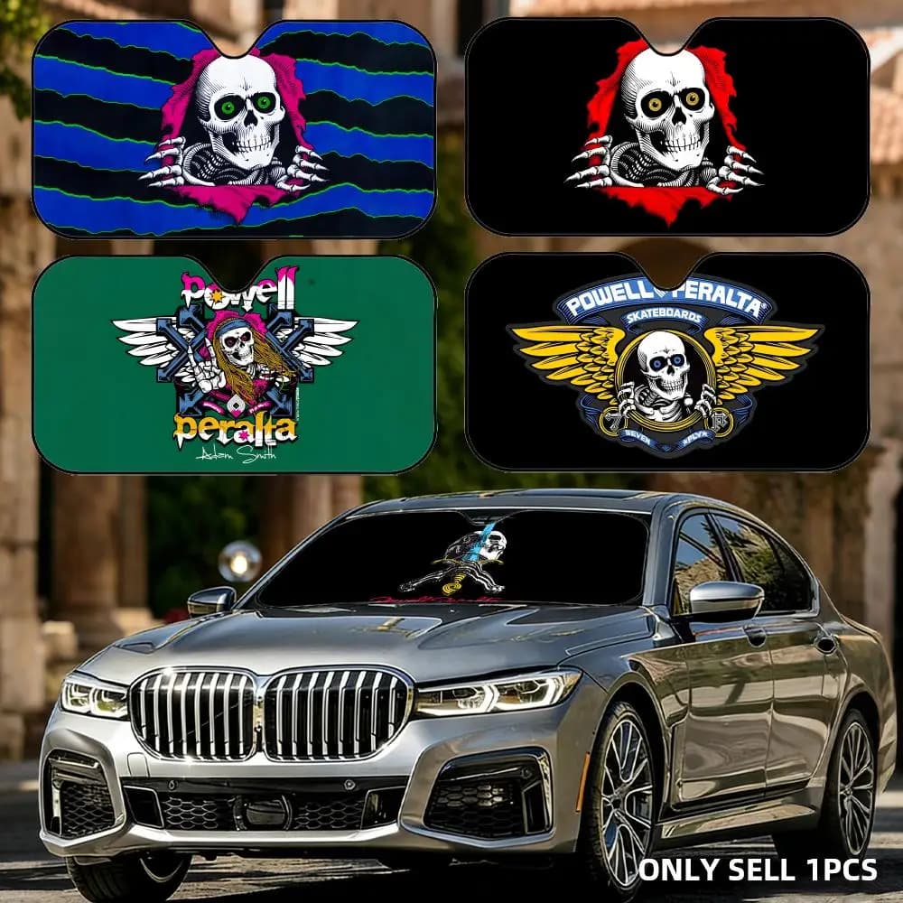 Parasole P-Powell P-Peralta alla Moda, Pieghevole in Alluminio per Parabrezza Auto - Protezione UV e Isolamento Termico