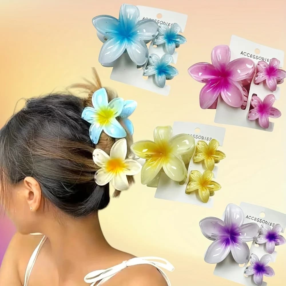 Colorful hairpins in frangipani acrylic, flower clips, high-end women's hair accessories and elegant
