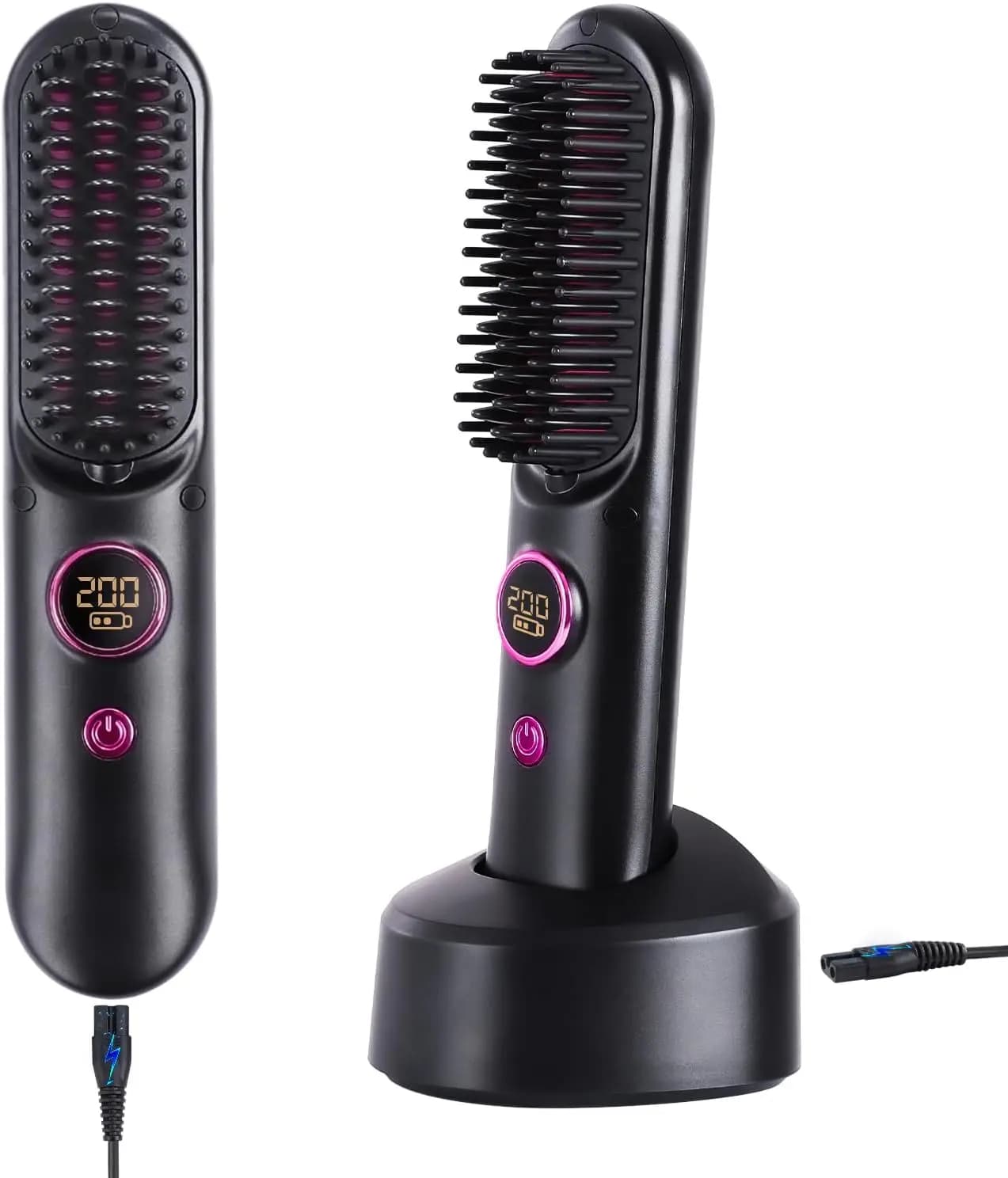 Cordless Hair Straightener Brush 9 Temperature Quick Heating Anti-Scald Portable for Travel