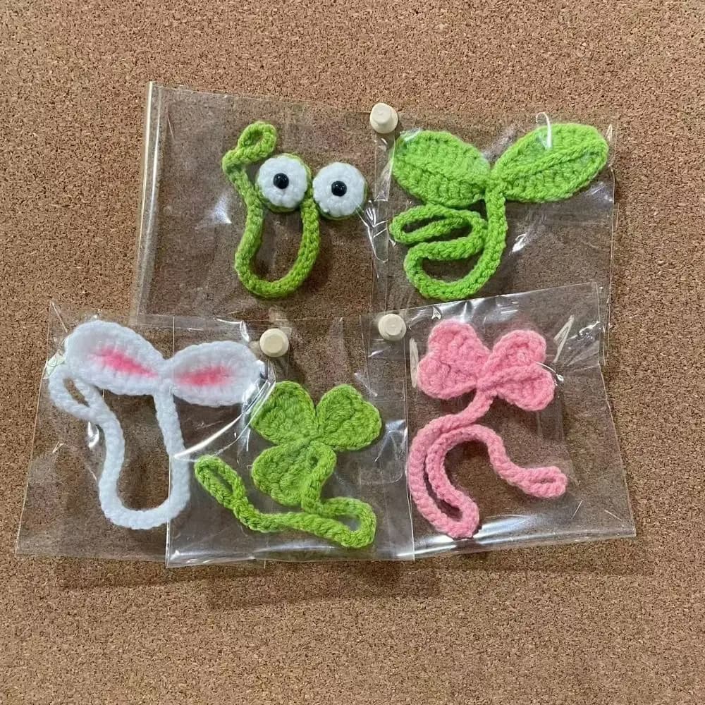 Nuovo germoglio di foglie all'uncinetto lavorato a mano, bocciolo di foglie all'uncinetto, decorazione carina, decorazione per cuffie, fascetta per cavi versatile