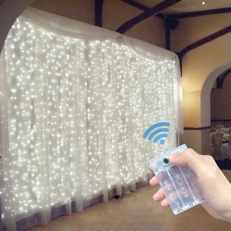 Luci a Stringa LED per Tende 6m/3m, Alimentate a Batterie AA, Luci Decorative per Matrimoni, Feste, Casa e Stanze