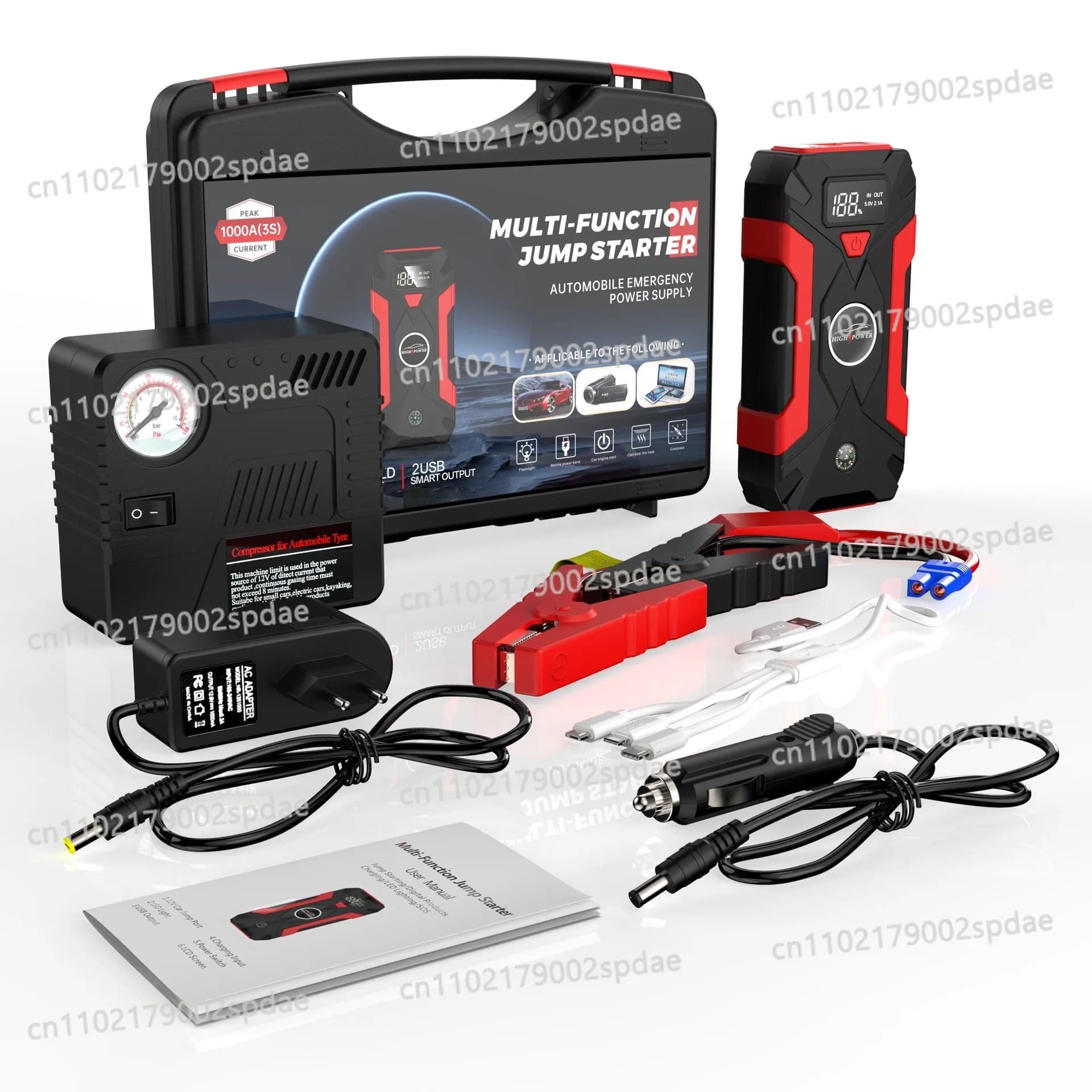 12V Jump Start Multifunction Jump Starter Power Bank With Flashlight Portable Car Battery Starter
