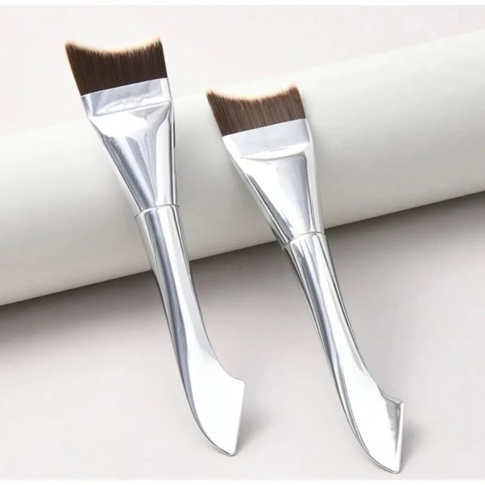 New Ultra-thin Liquid Cream Brush Professional Double Head Flat Makeup Brush Light Curved Liquid Head Makeup Brush
