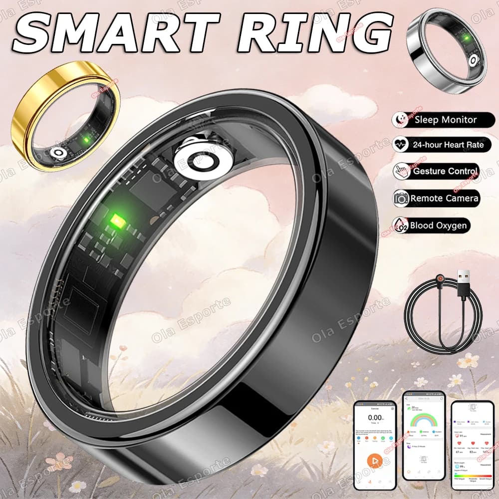 Anello Intelligente 2026 con Chiamata Bluetooth, Monitoraggio Frequenza Cardiaca e Pressione Sanguigna, Impermeabile 5ATM, Multisport, per Uomini e Donne