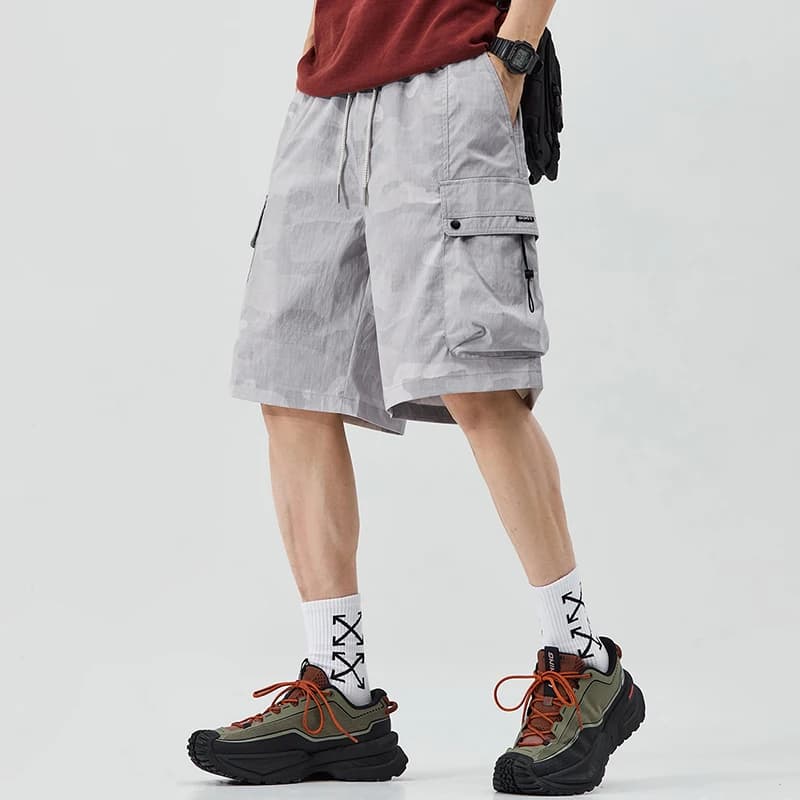 Pantaloncini sportivi da allenamento per corsa da palestra cargo casual da uomo Pantaloncini da lavoro all'aperto leggeri ad asciugatura rapida in seta di ghiaccio estiva