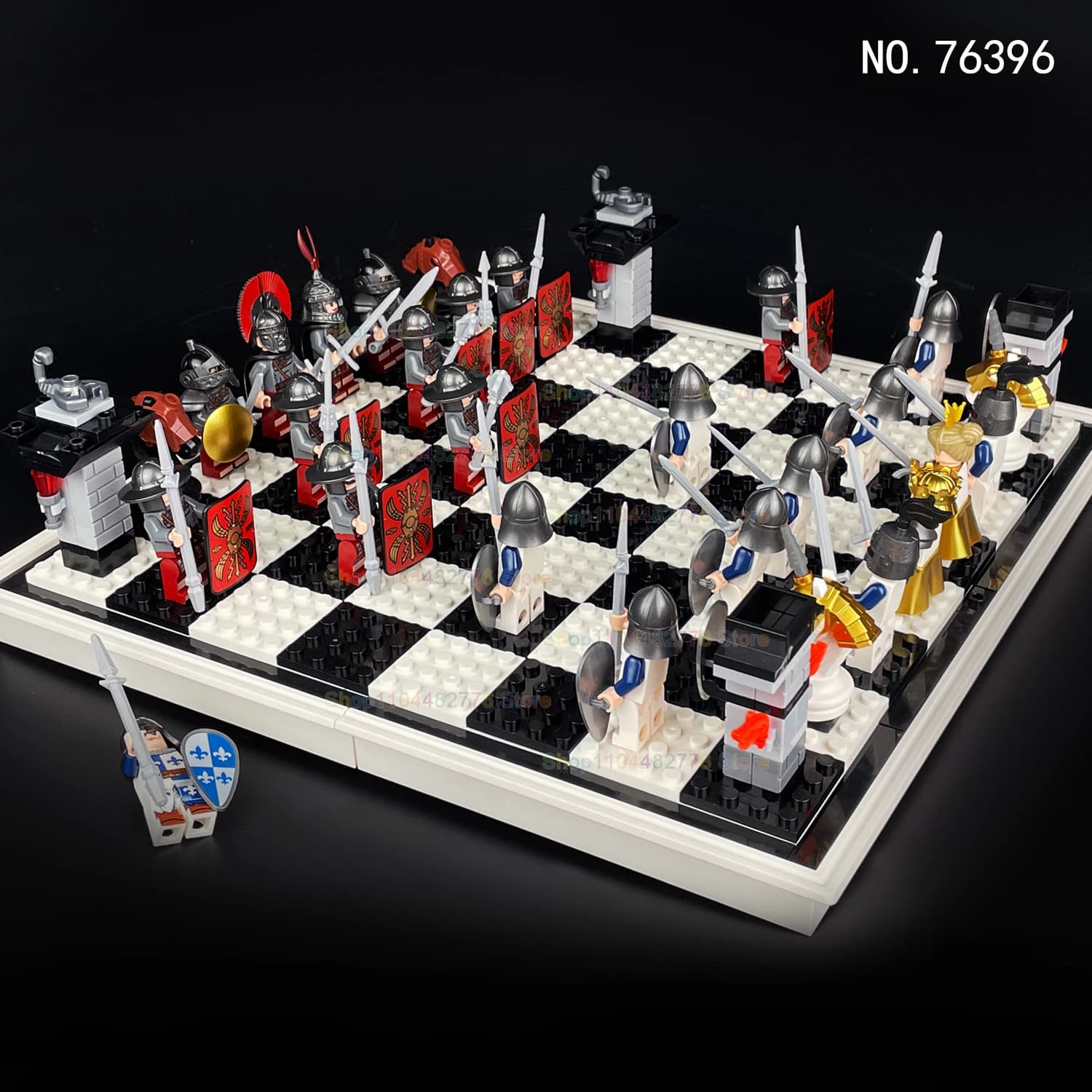 76393 Soldati del Medioevo Gioco di Scacchi Pezzi degli Scacchi Set Tavolo Pieghevole Blocchi di Costruzione Arredamento Creativo Per Bambini per I Giocattoli Regali