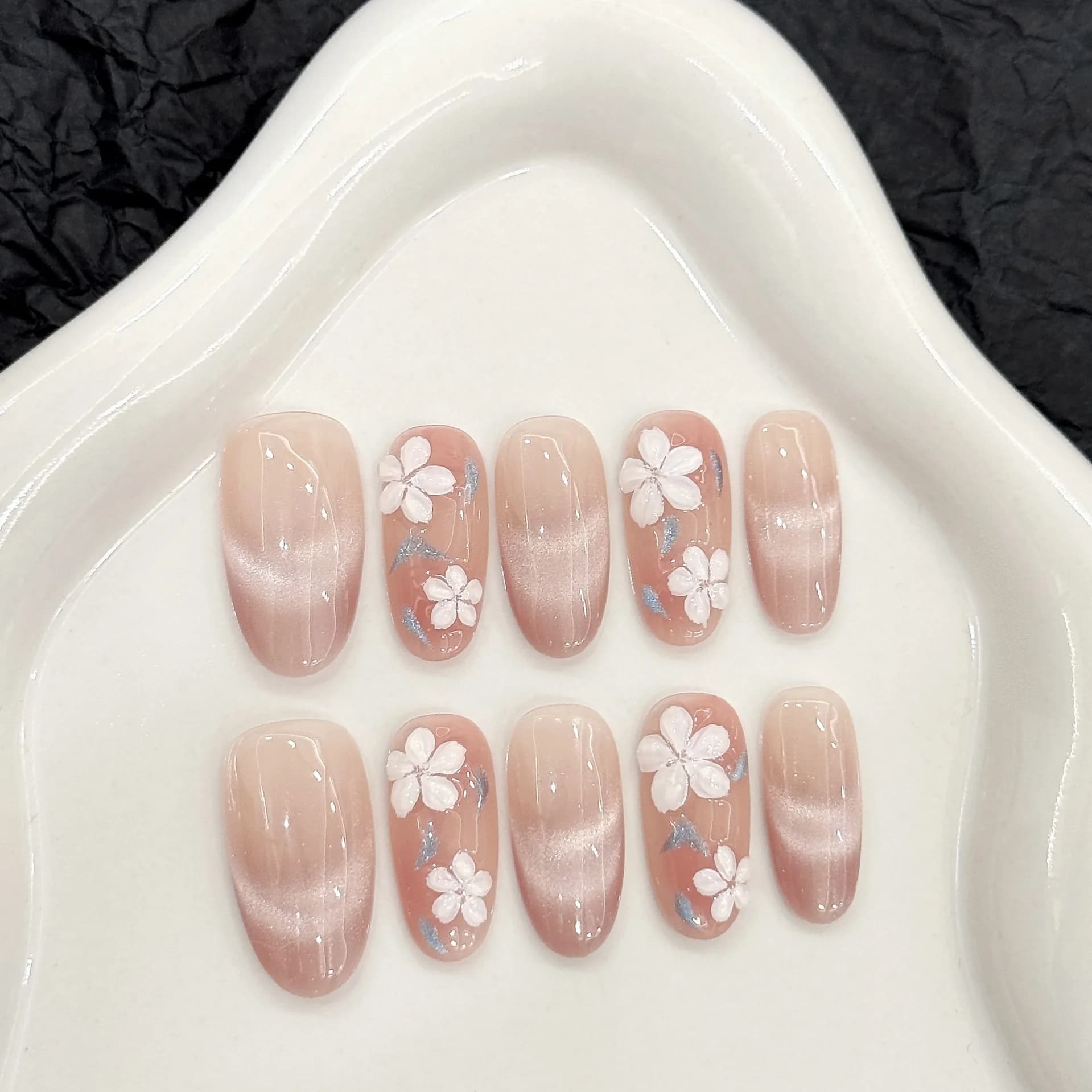 Unghie finte corte fatte a mano premere con Design Partysu coreano unghie finte con colla punte per unghie acriliche Nail Art per ragazza
