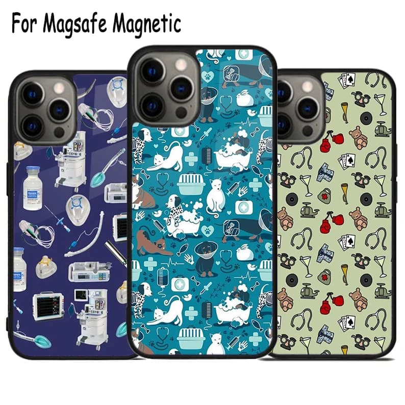 Custodia per telefono X-Ray Veterinary Medicine Charge per iPhone 17 Air 15 16 16e 14 13 11 12 Pro Max Plus, Cover Magnetica Magsafe con Bumper