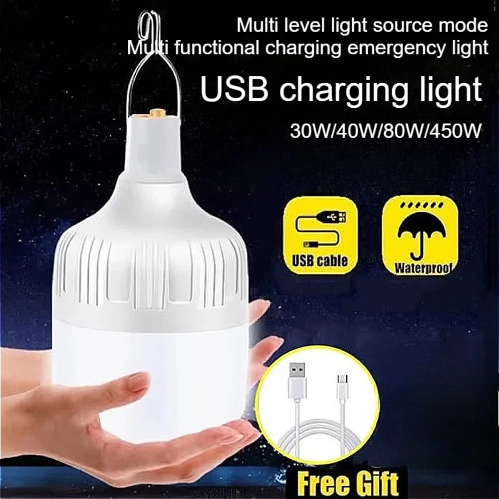 Portable Lamp for Barbecue and Camping, USB Rechargeable, Emergency LED with Hook, High Power, Curtain Lantern, Night Light