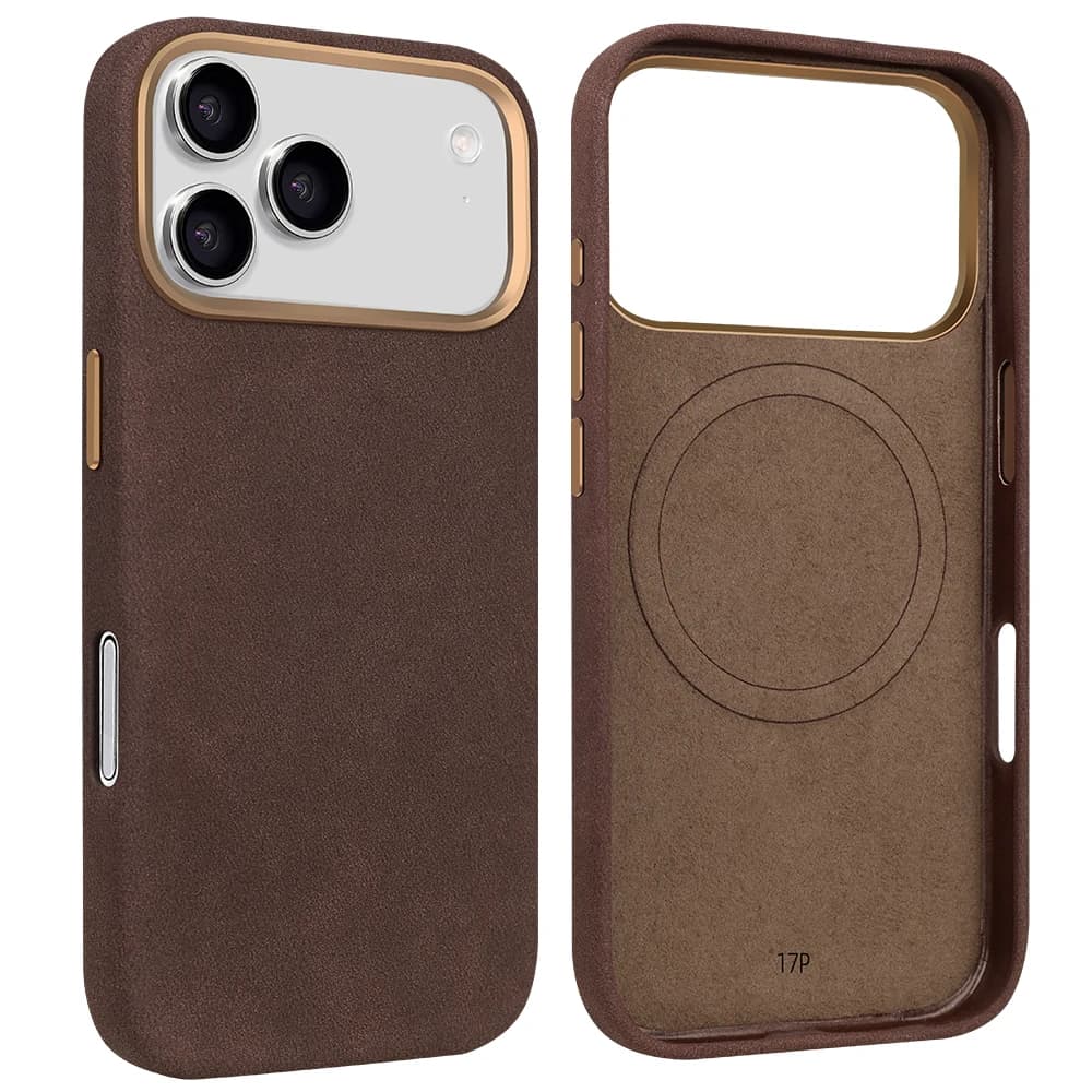Custodia per telefono in pelle scamosciata per iPhone 17 pro con cover antigoccia con ricarica wireless magnetica compatibile con iPhone 17 16 15 pro Max