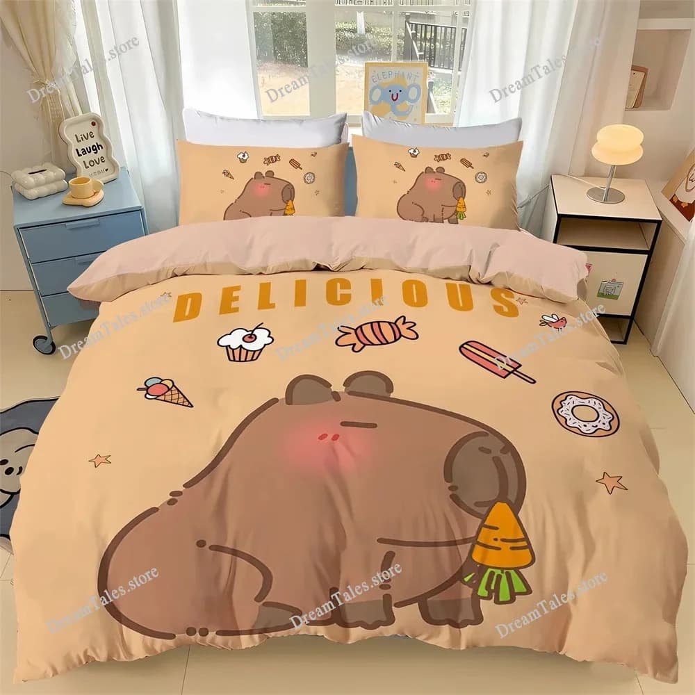 3D Print Duvet Cover Kapybara,Hydrochaeris Pattern Quilt Covers for Children Single Twin Queen King Bedding Set Home Textile369