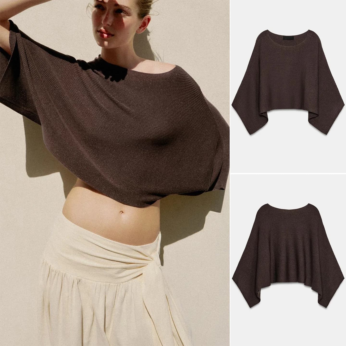 Summer New Lazy Style Women's Long Sleeve One Shoulder Short Coat Knitted Sweater Casual Loose Fit Polyester Fiber Hoodie