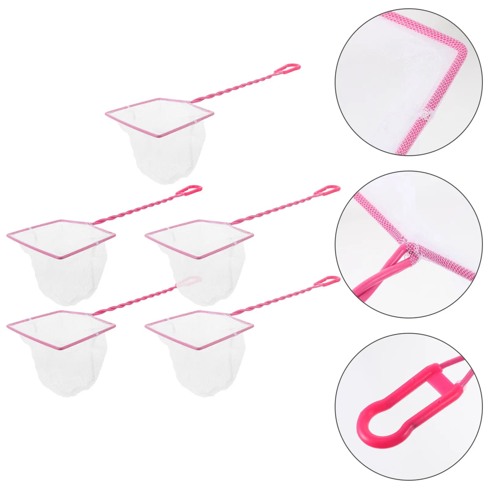 Set di 5 Reti da Pesca Portatili a Maglia Fine per Pulizia Acquario, Cattura Gamberetti, Rimozione Foglie Piscina, Rete Multiuso Manuale