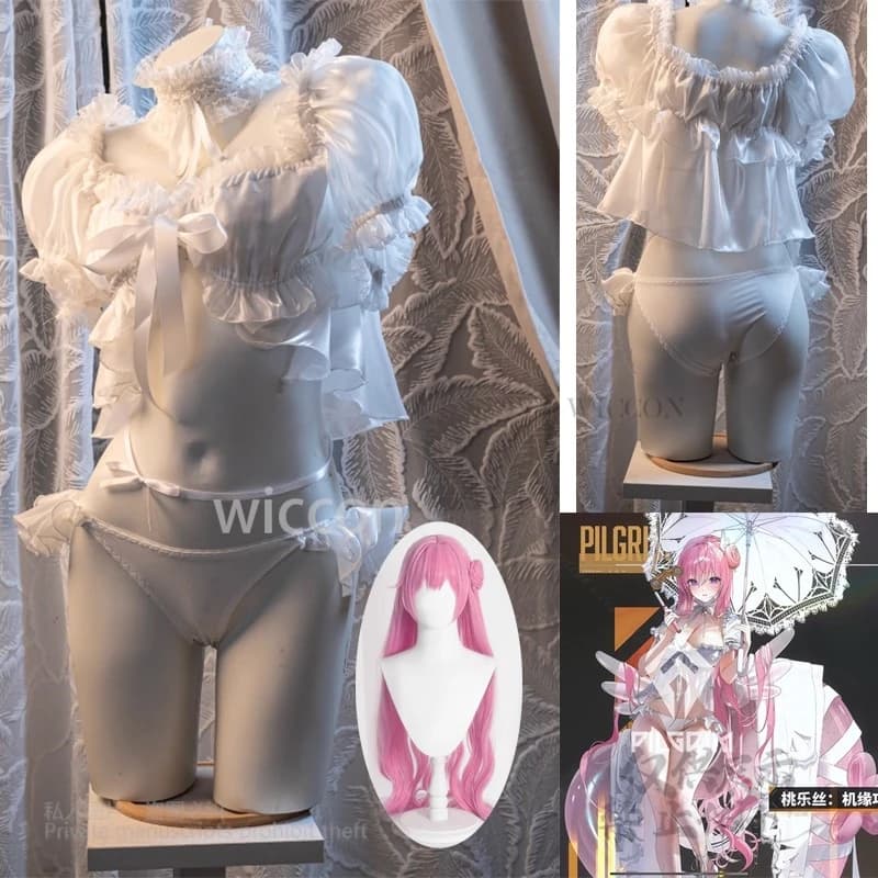 Gioco Anime NIKKE: La Dea della Vittoria Bianco Cosplay Doro Costume Costumi da bagno sexy Parrucca Vestito operato Donna 2XL Festa di Halloween