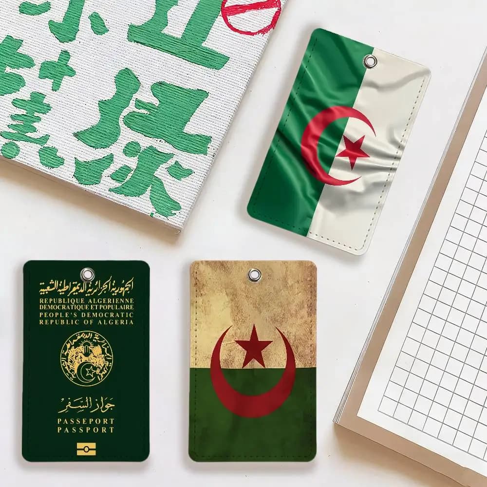 Porta carte per passaporto con bandiera algerina, credenziali ospedaliere, accessori regalo