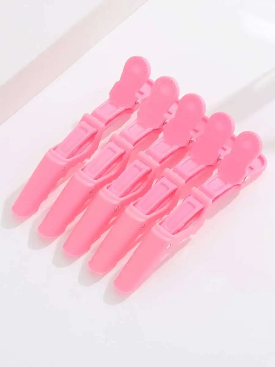 6pcs Pink Hair Clips For Styling – Wide Teeth Double-Hinged Alligator Sectioning Clips Professional Salon Quality
