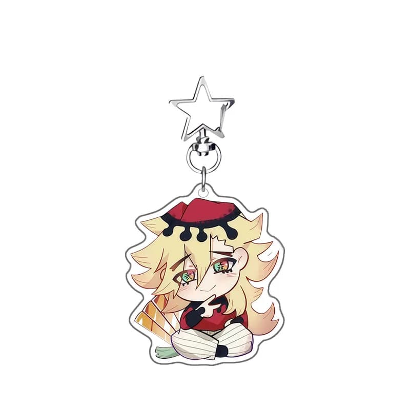 Anime Demon Slayer Acrylic Keychain Kokushibo Douma Akaza Cartoon Key Chain Bag Pendant Decoration Accessories Key Ring Gift