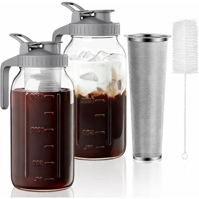 ABNM Cold Brew Coffee Maker Easy Clean Cold Brew Pitcher No Leaks Cold Brew Masonjar Coffee Maker