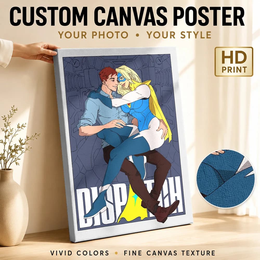 Robert and Blazer Character Illustration Canvas Poster Custom Modern Pop Culture Wall Art for Home Theater Decor Ready to Hang