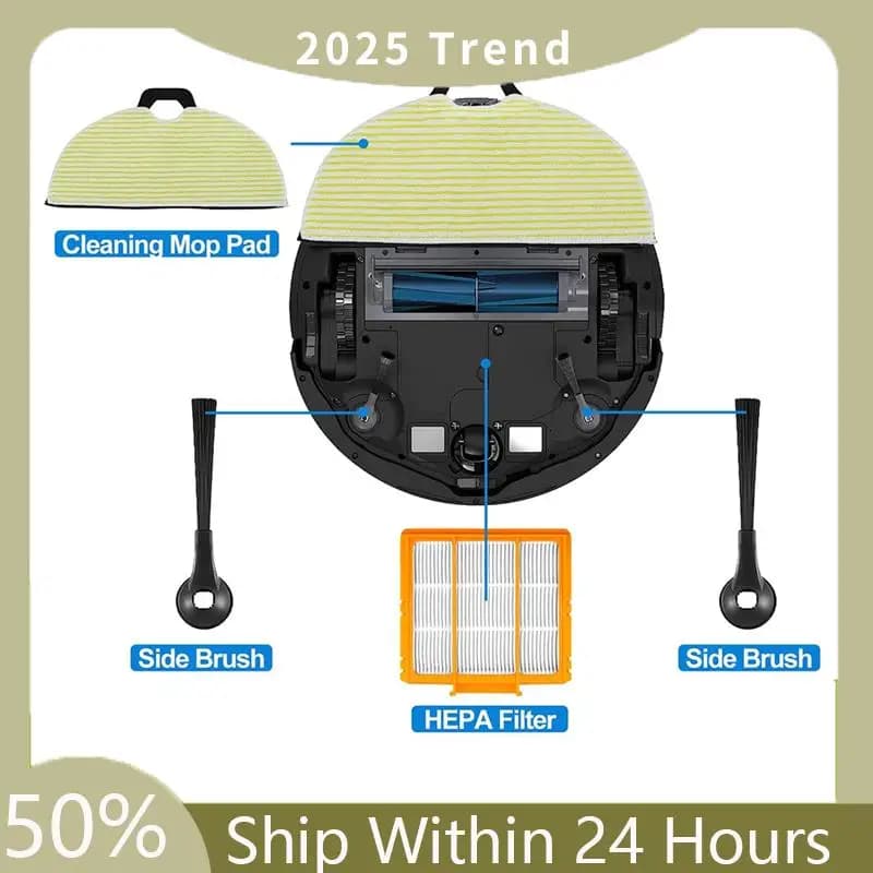 A75X Top Replacement Mop Brush Filter Kit For Shark RV2610WA RV2620WA RV2410WD AV2610WA AI Ultra 2-In-1 Robot Vacuum Part