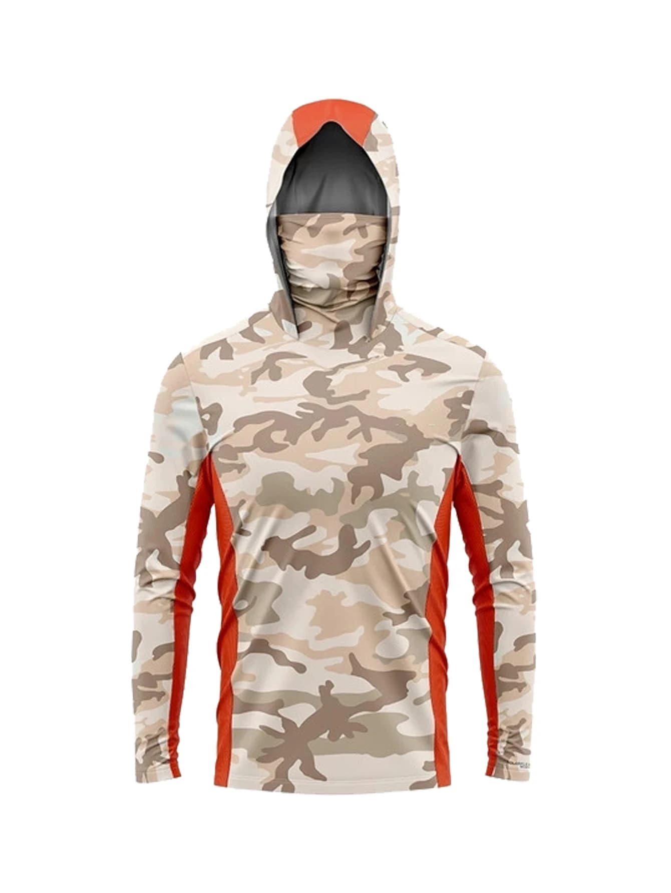 Desert Camo Men Fishing Hooded Shirt Built‑in Face Mask UPF50+ Anti‑UV Quick Dry Long Sleeve Beach Sailing Outdoor Sports Tops