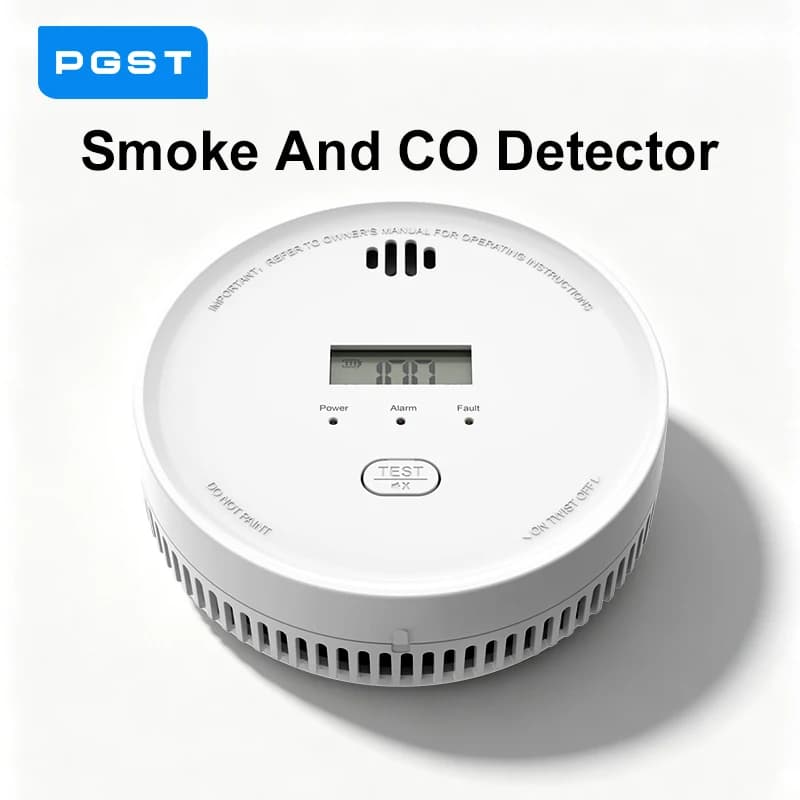 PGST Smart Independent 2 In 1 Co Smoke Detector Fire Alarm Carbon Monoxide Smoke Detector Fire Alarm Sensor Home House Security