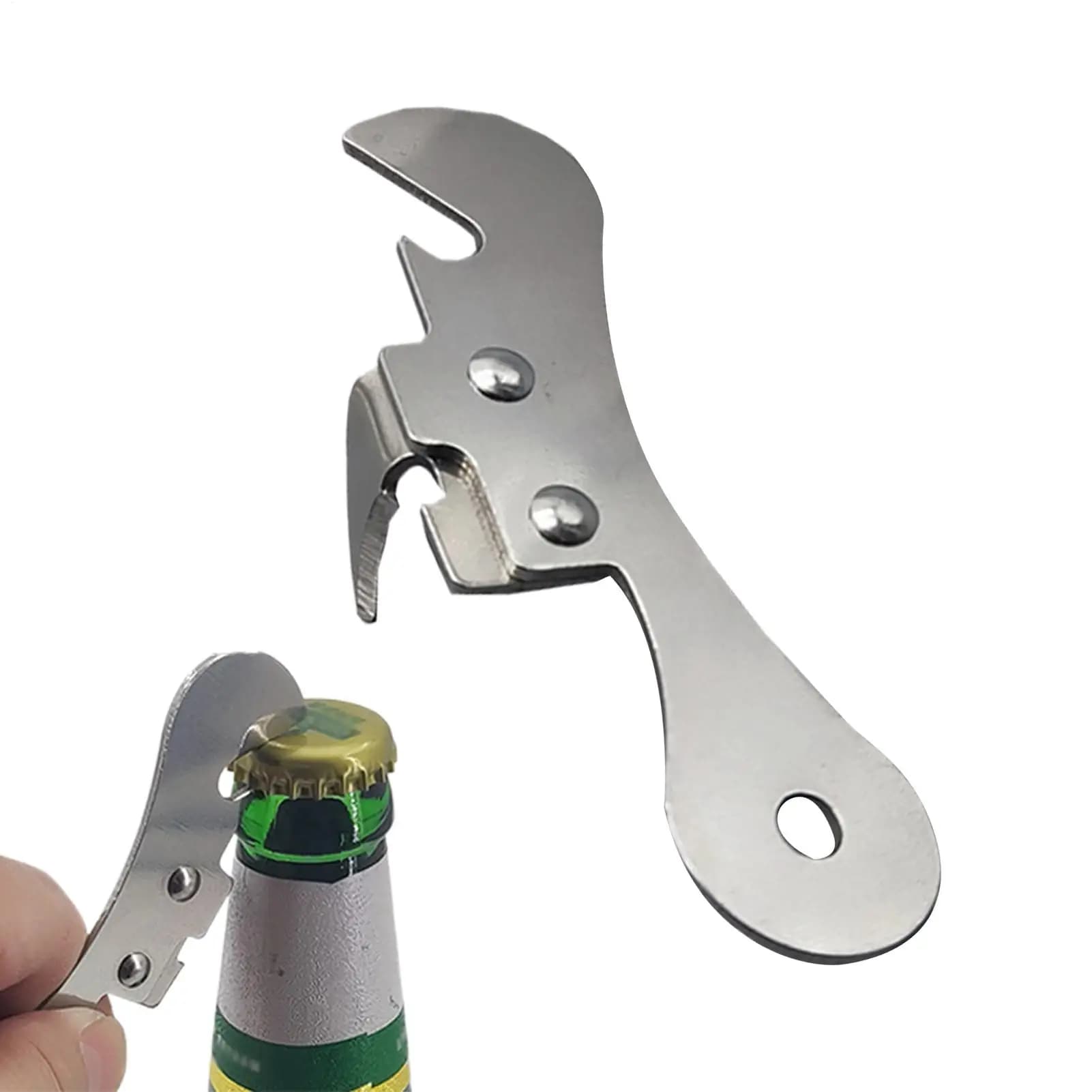 Apribottiglie Manuale in Acciaio Inossidabile, Gadget da Cucina Portatile, Apriscatole Multifunzione