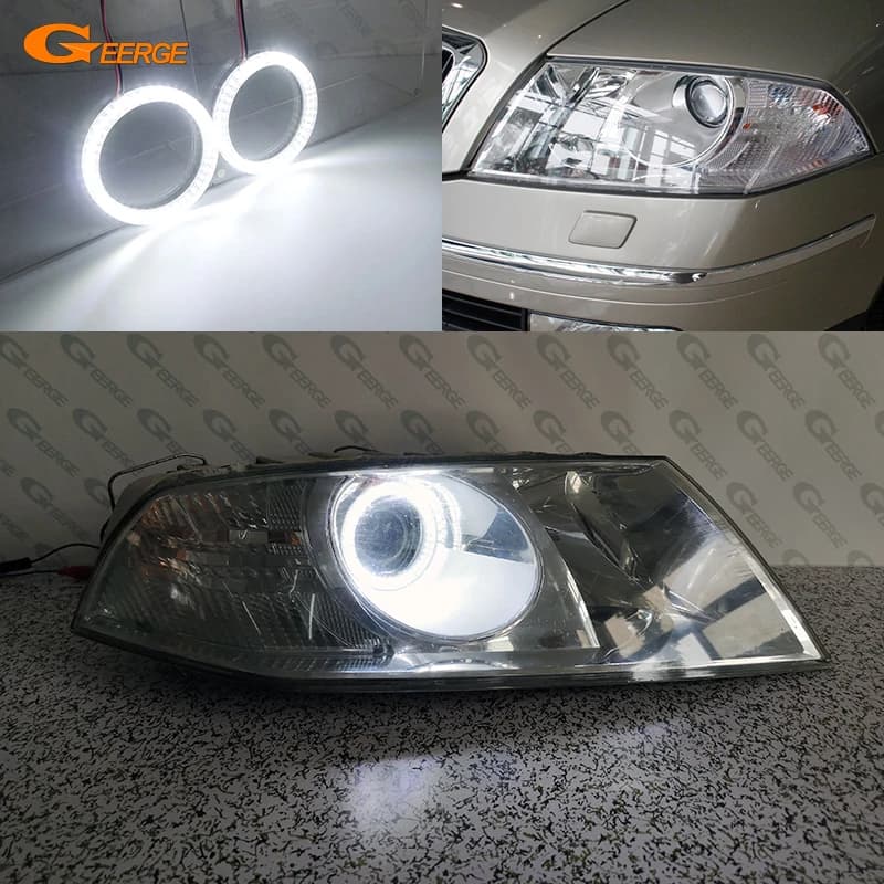 Per SKODA OCTAVIA MK2 2004 2005 2006 2007 2008 Luce diurna Eccellente LED SMD ultra luminoso Angel Eyes Kit Halo Anelli