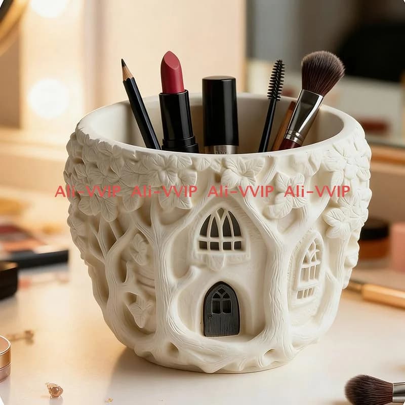 KO 1pc nuovo stampo in silicone per portacandele a forma di casetta delle fate, stampo in resina per vaso di fiori, stampo per scatola portaoggetti per gioielli e bigiotteria