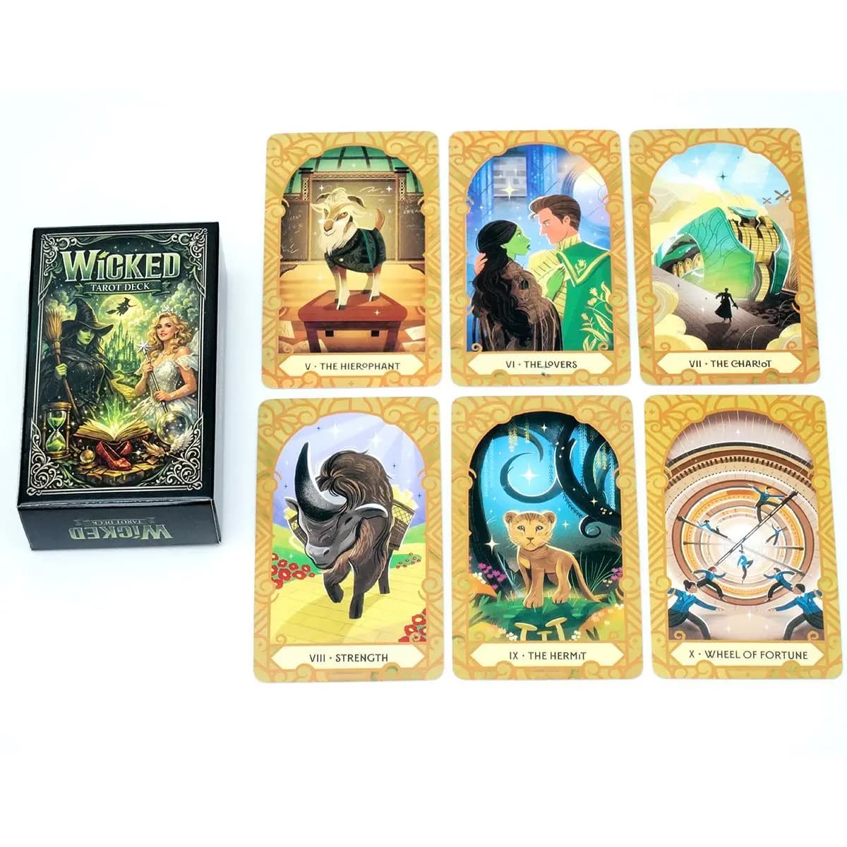 Wicked Tarot Deck - Full 78-Card Traditional Tarot Set, Fantasy-Themed Divination Cards for Beginners and Collectors