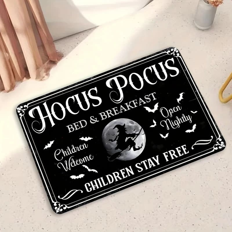 VIKAMA “Witches Go Wild” Halloween Doormat, Non-Slip, Absorbent Entryway Rug, Festive Bathroom Mat, Home Decor