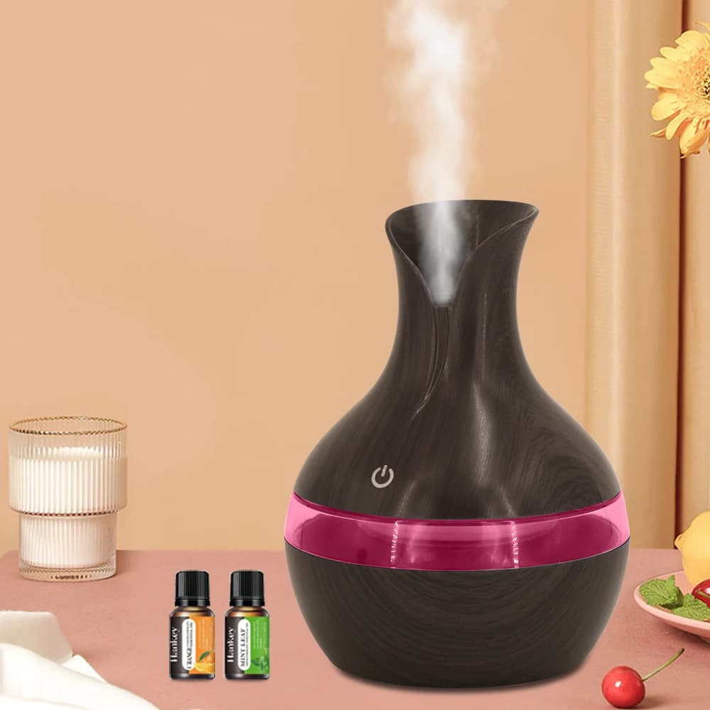 Umidificatore Aromaterapico USB da 300ml con Controllo Touch e 2 Oli Essenziali, Portatile per Viaggi, Ufficio e Casa