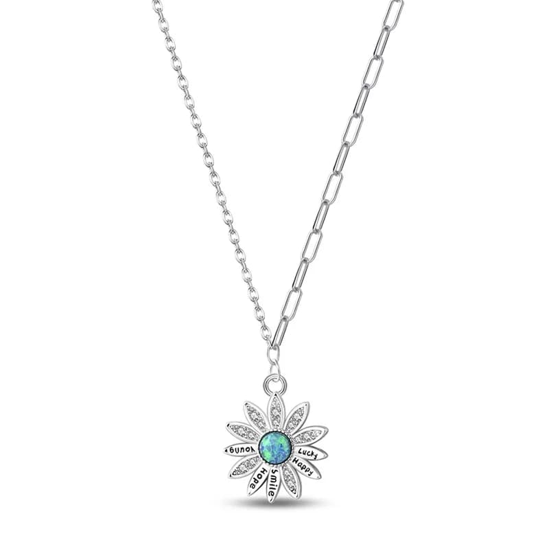 Nuova Collana in Argento Sterling 925 con Zirconi a Forma di Margherita Portafortuna per Donne, Regalo per Compleanno e Anniversario