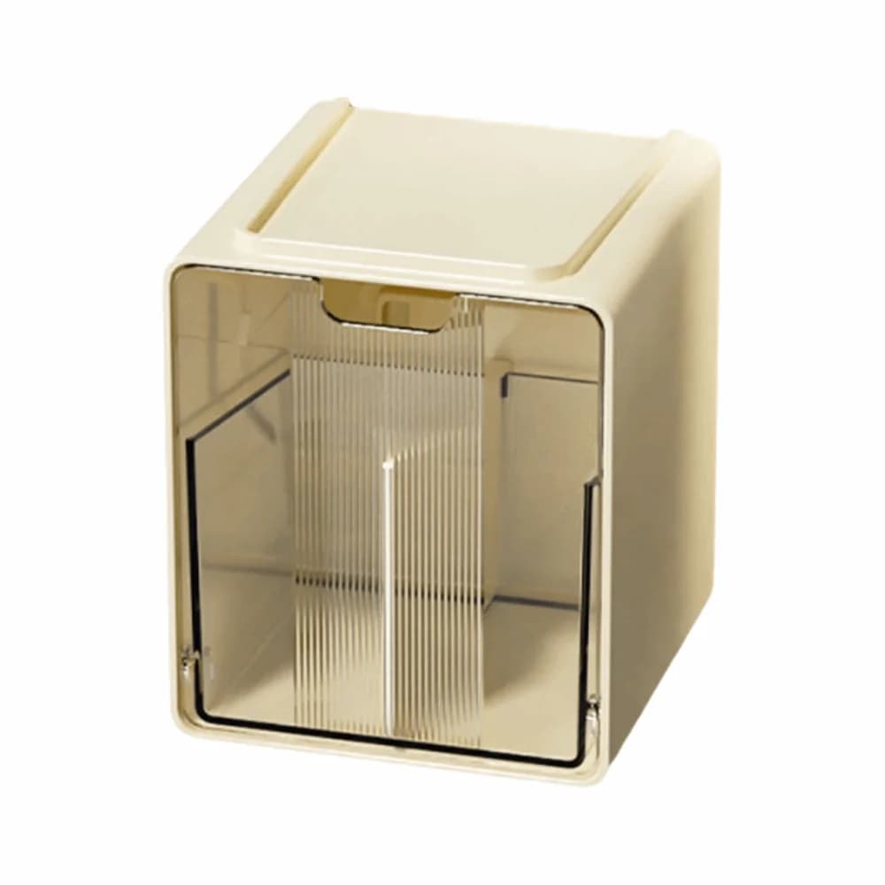 Compartmentalized Cosmetic Storage Box Hanging Design Yellow White Sorting Storage Box Plastic No-drill Pull-Out Storage Drawer