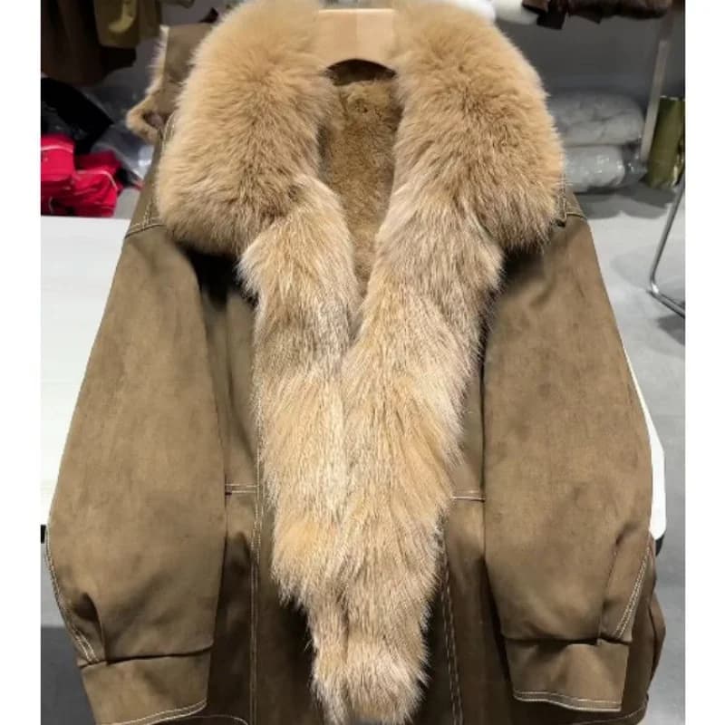 Popolare blazer super elegante Maillard marrone 2025 Cappotto invernale ispessito foderato in pelliccia sintetica per donna