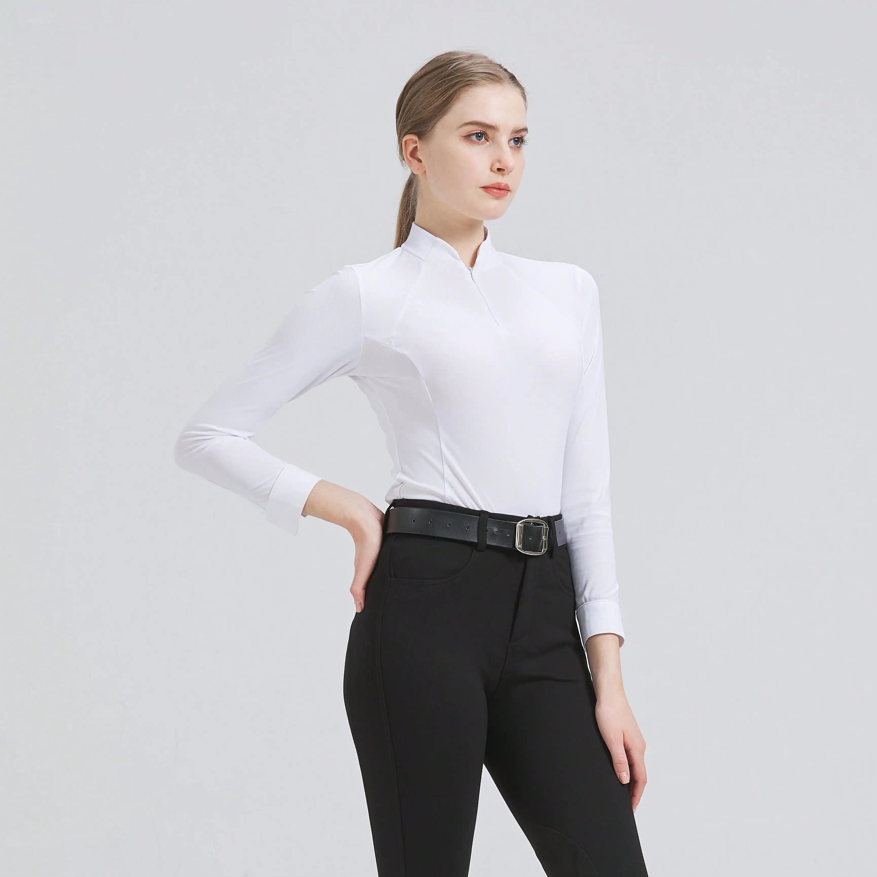 Maglia a maniche lunghe da equitazione primaverile ed estiva da donna, top da equitazione, abbigliamento da equitazione, maglia base da donna