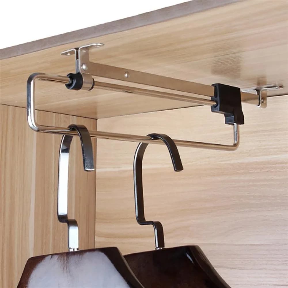 Telescopic iron drying racks Telescopic hangers for heavy duty retractable clothes rack support for space saving sliding bar