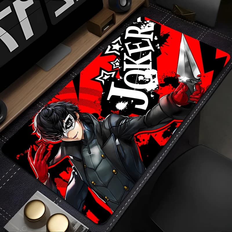 Tappetino per mouse Anime Gaming Accessories Varmilo, tappetino per tastiera, tappetino da scrivania con bordo bianco, P-persona 5, tappetino per mouse da gaming
